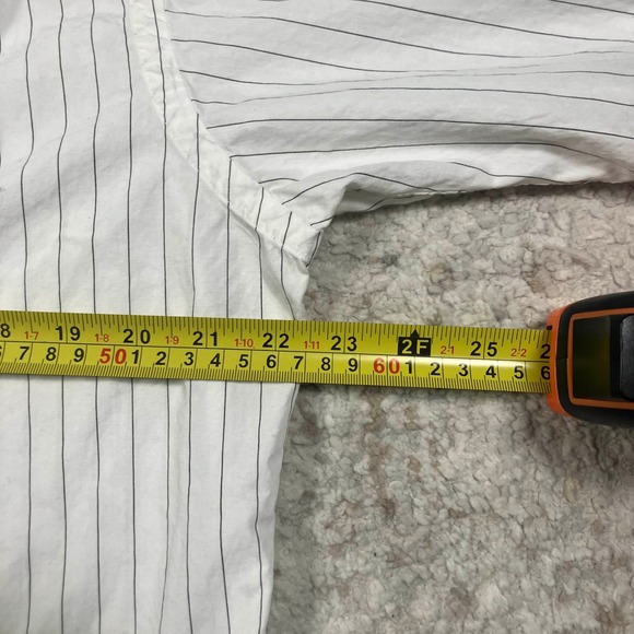 Saks Fifth Avenue Mens White Striped Cotton Broadcloth Dress Shirt 16-33 Vintage - Picture 7 of 13